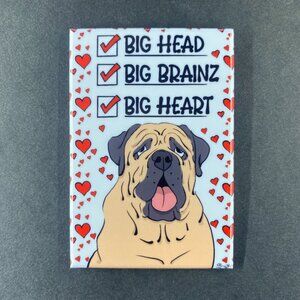 English Mastiff Dog Valentine Magnet Pet Portrait Art Decor Handmade Gift 2x3"